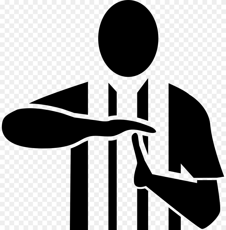 Football Referee With Hand Gestures Icon Download, Stencil, Accessories, Formal Wear, Tie Free Png