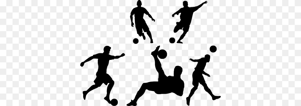 Football Silhouette Play Sport Vektor Orang Main Bola, Gray Free Transparent Png