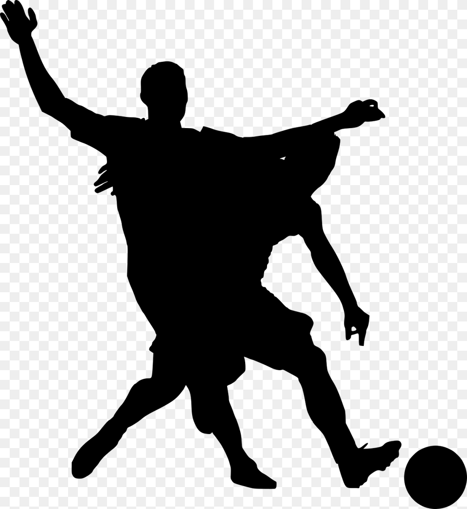 Football Soccer Silhouette 1 Male Dancer Silhouette, Gray Free Png Download