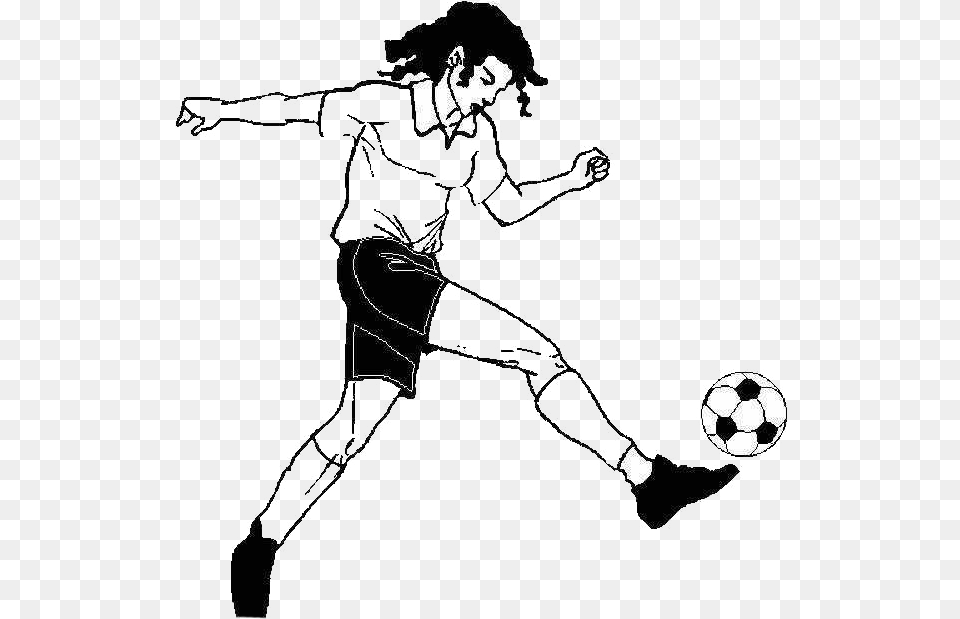 Football Sport Animation Kick Animation Girl Playing Soccer, Ball, Stencil, Soccer Ball, Adult Free Png Download