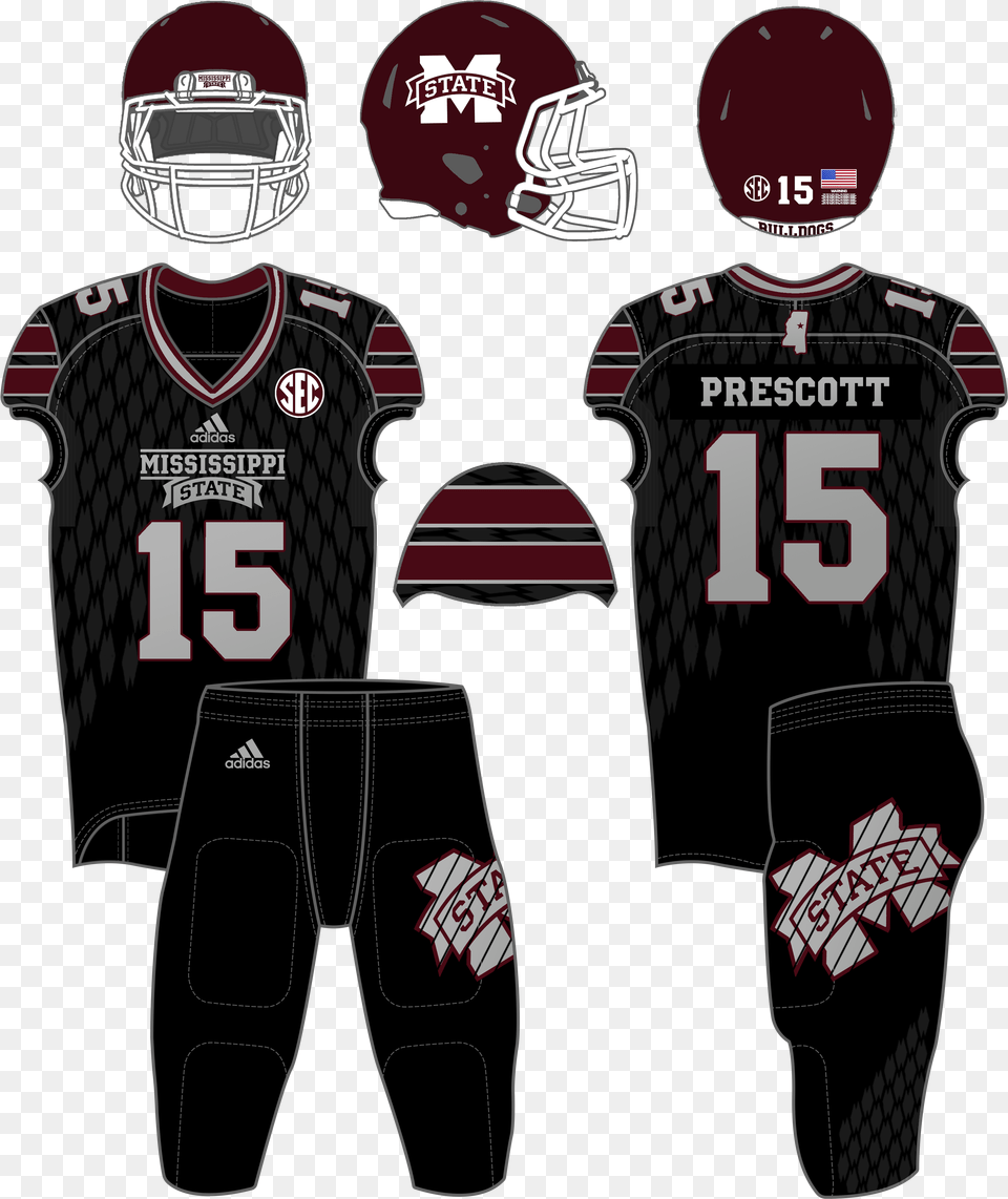 Football Uniform History Hail State Unis Mississippi State Football Jerseys, Clothing, Helmet, Shirt, American Football Png Image