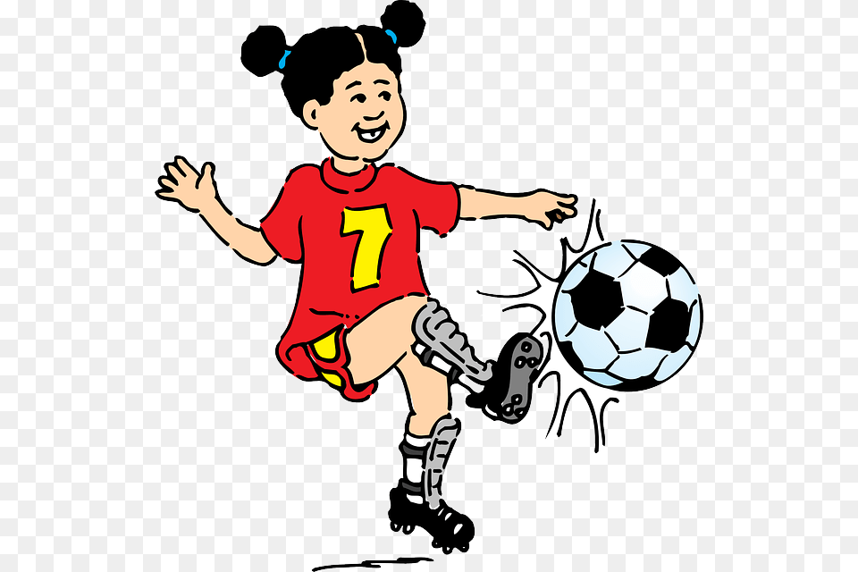 Footballer Girl Female Playing Football Clipart, Sport, Ball, Soccer Ball, Soccer Png