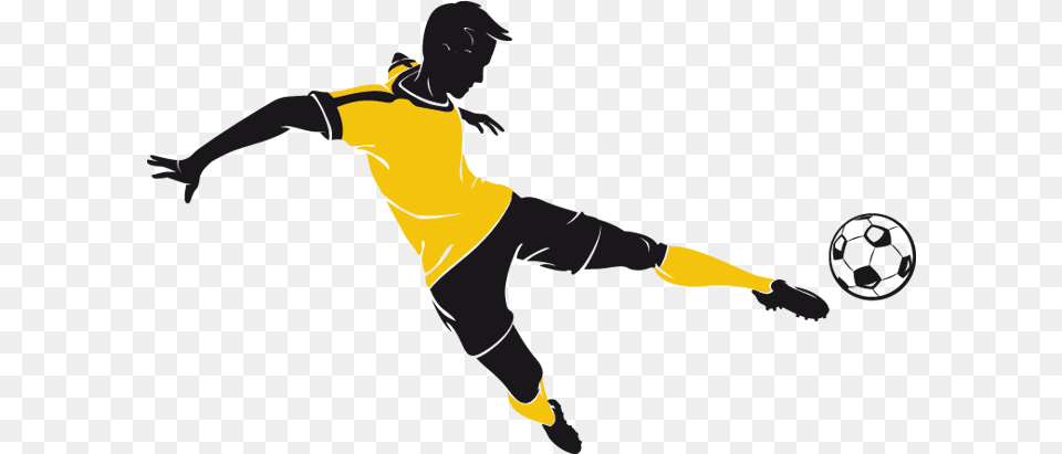 Footballer Silhouette Black And Yellow, Adult, Person, Man, Male Png Image