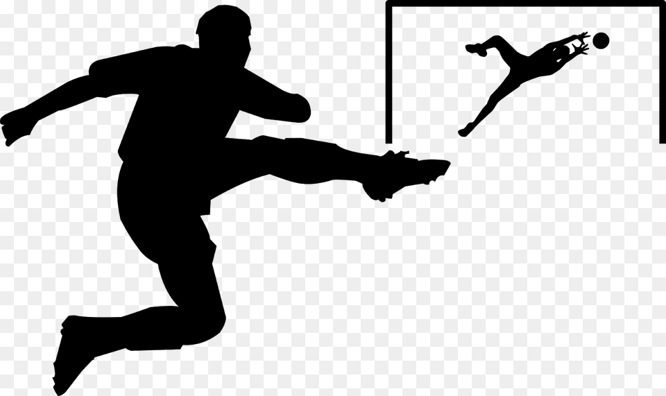Footballgoalkeeper Silhouette Athlete Ball Catch Female Soccer Player Silhouette, Gray Png