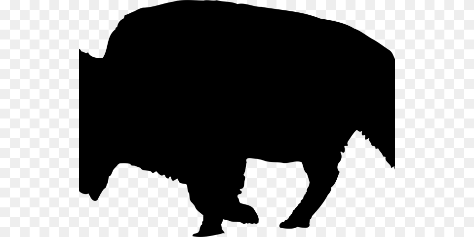 Footprints Clipart Buffalo Bison Silhouette Clip Art, Gray Png
