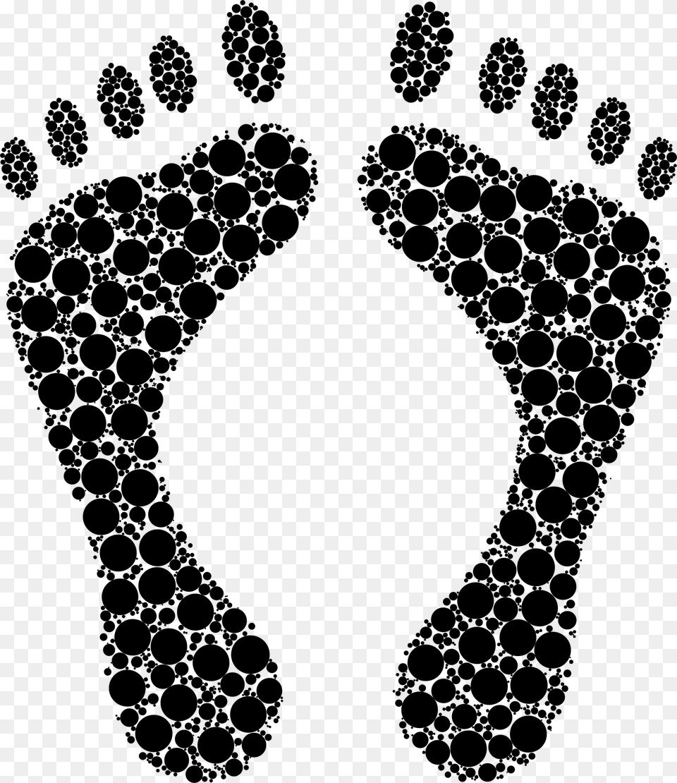 Footprints Silhouette Circles Big Hand And Foot Black, Gray Png Image