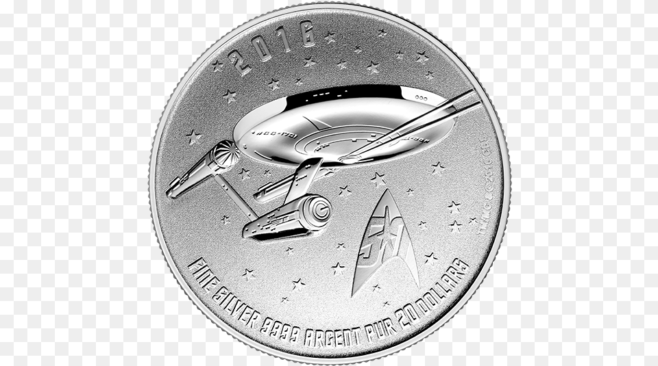 For Fine Silver Coin Star Trektm Enterprise 2016 Star Trek Silver Coin, Money, Disk Free Png