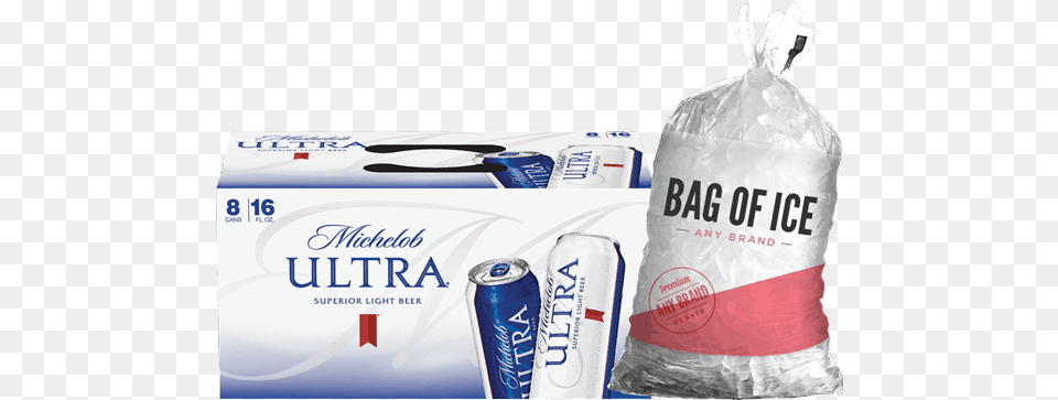 For Michelob Ultra And Ice Michelob Ultra Light Beer 8 Pack 16 Fl Oz, Bag, Plastic, Can, Tin Free Png Download