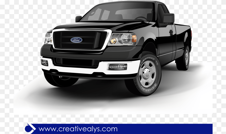 Ford Realistic Black Pickup Truck Realistic Car Vector, Pickup Truck, Transportation, Vehicle, Machine Png Image