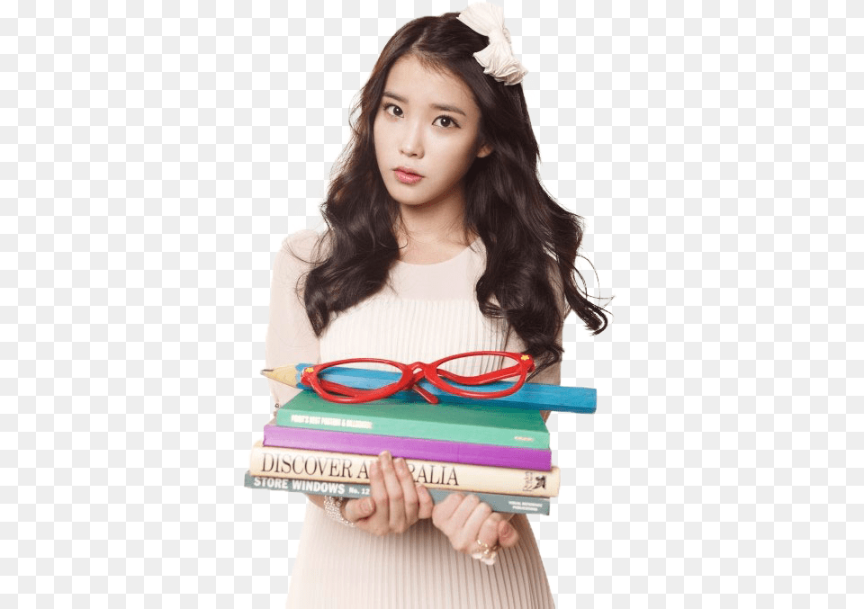Forehead Korean Girl Nerd, Accessories, Book, Publication, Glasses Free Transparent Png