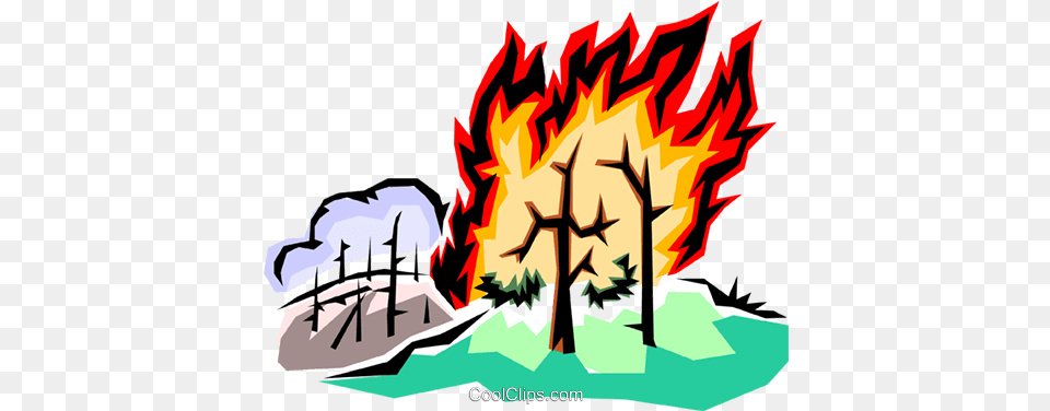 Forest Fire Royalty Vector Clip Art Illustration Forest Fire To Draw, Flame Free Transparent Png