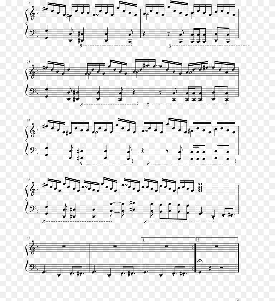 Forest Funk Sheet Music 3 Of 3 Pages Piano, Gray Png Image