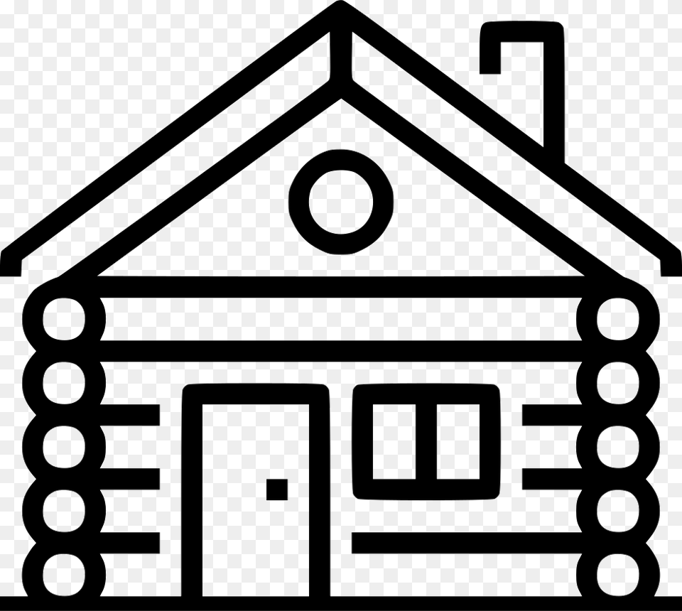 Forest Hut Black And White Log Cabins Outline, Architecture, Building, Cabin, House Png
