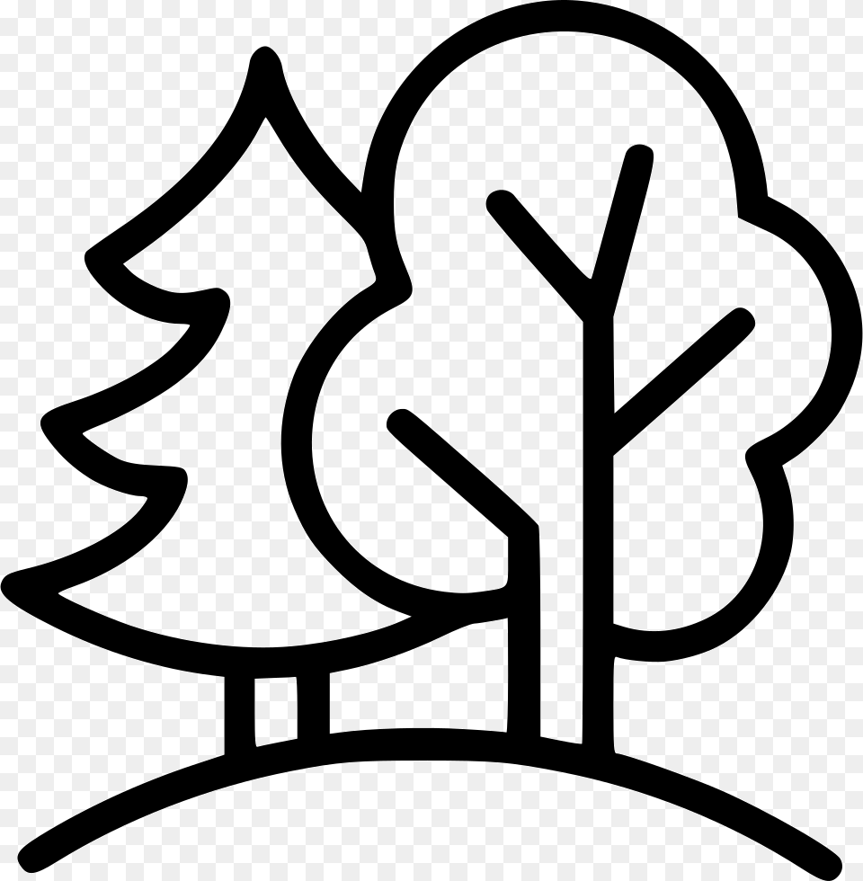 Forest Park Tree Green Outside Outside Clipart Black And White, Stencil, Bow, Weapon, Silhouette Free Png
