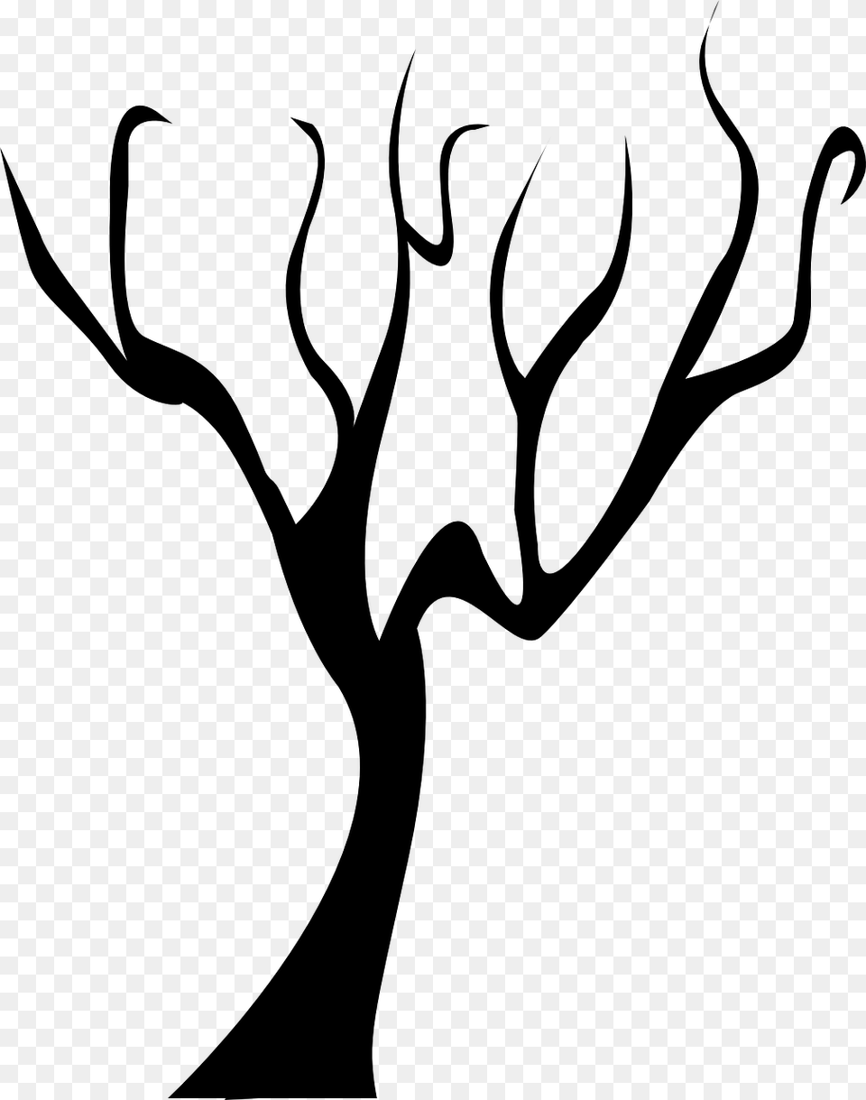 Forest Tree Dead Tree Branch Black Winter Bare Si, Gray Png Image