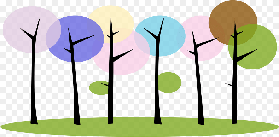 Forest Trees Clipart Clipart Colorful Trees, Grass, Plant, Outdoors, Art Png Image