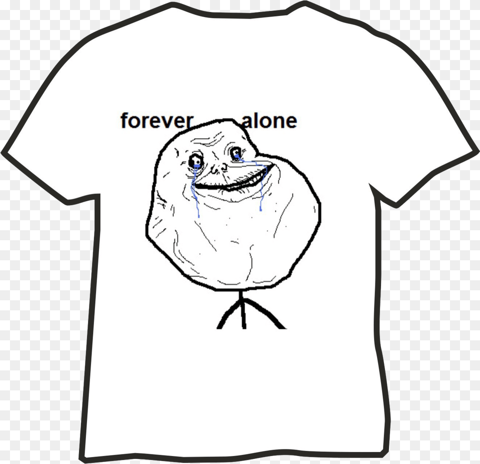 Forever Alone Meme Forever Alone Meme, Clothing, T-shirt, Face, Head Free Png Download