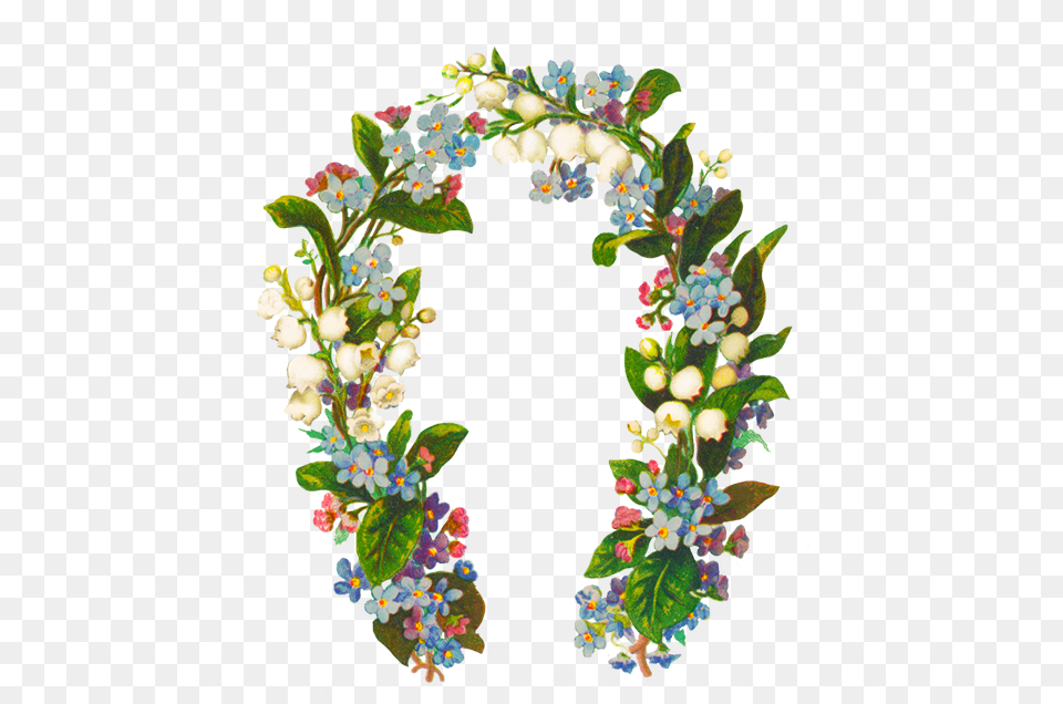 Forget Me Not And Lillie In The Valley Flower Frame Transparent Wedding Border Flower, Flower Arrangement, Plant Png