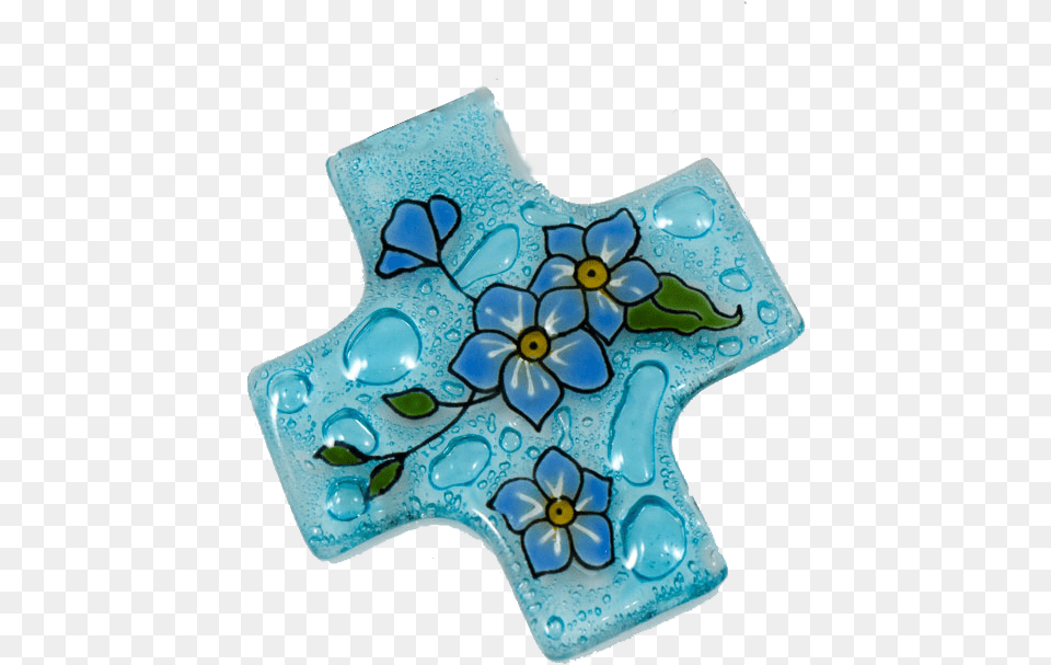 Forget Me Not Blue Handmade Cross Glass Artificial Flower, Symbol, Turquoise Free Png Download