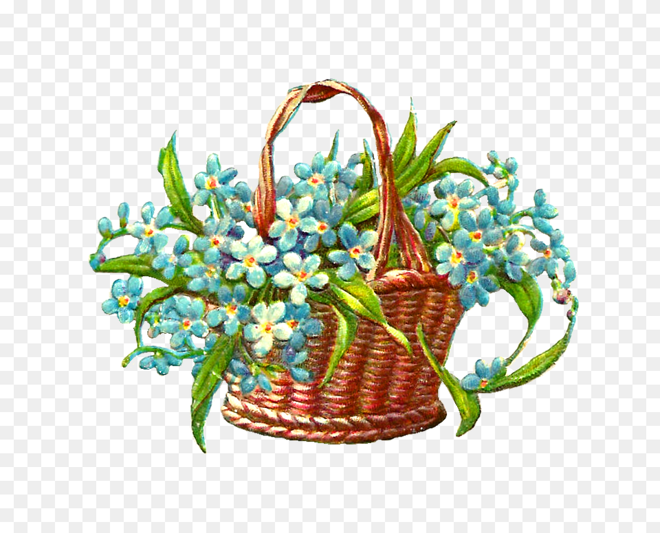 Forget Me Not Flower Clip Art, Basket, Plant, Handicraft Free Transparent Png