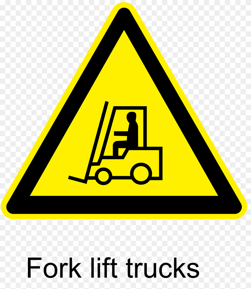 Fork Lift Trucks Warning Sign Clipart, Symbol, Road Sign, Adult, Male Png