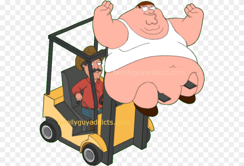 Forklift Peter Raise The Roof Fat People On Forklift, Baby, Person, Plant, Lawn Mower Png Image