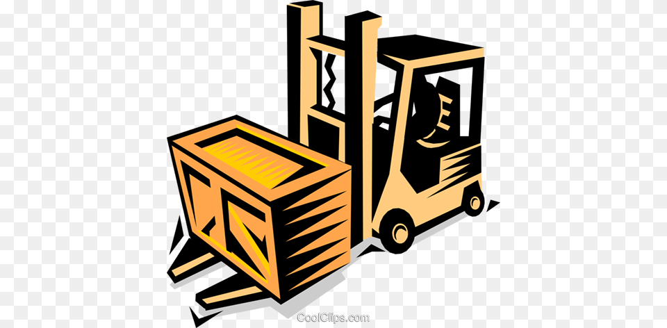 Forklift Royalty Vector Clip Art Illustration, Machine, Box, Bulldozer, Wheel Free Png