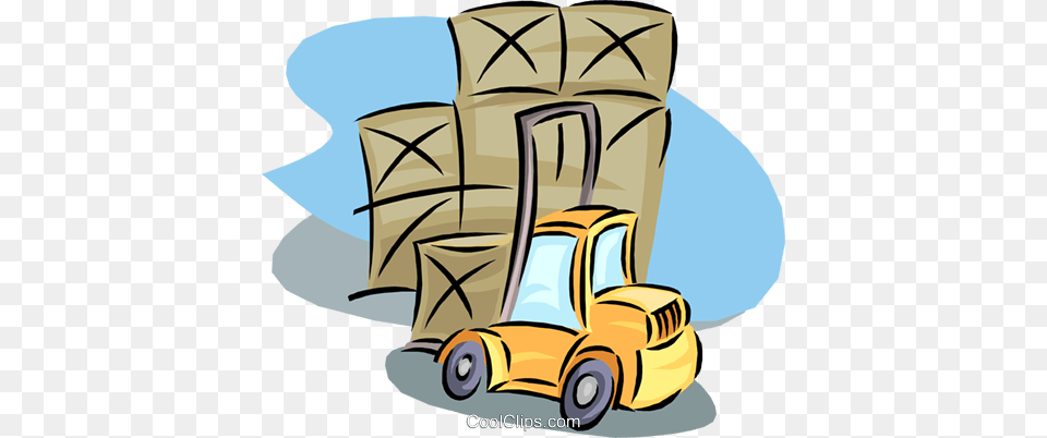 Forklift With Shipping Crates Royalty Vector Clip Art, Grass, Plant, Machine, Baby Png