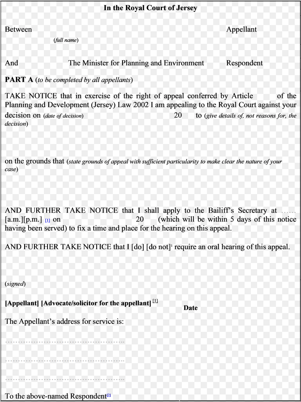 Form Of Notice Of Appeal Under The Planning And Building, Text Free Png