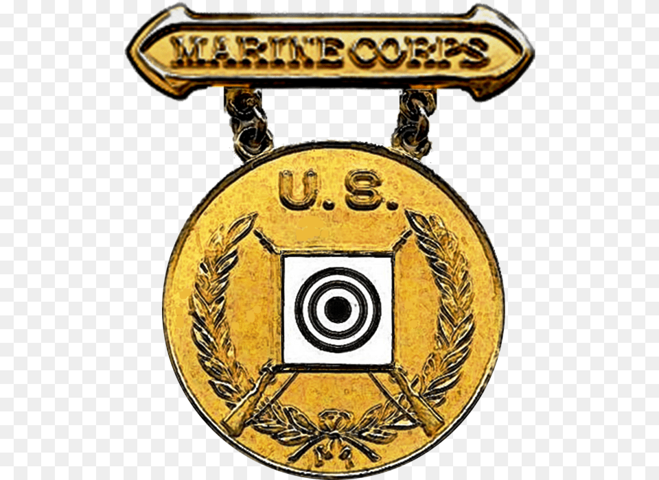 Former Usmc Gold Rifle Marksmanship Competition Badge Marksman, Logo, Symbol Free Transparent Png