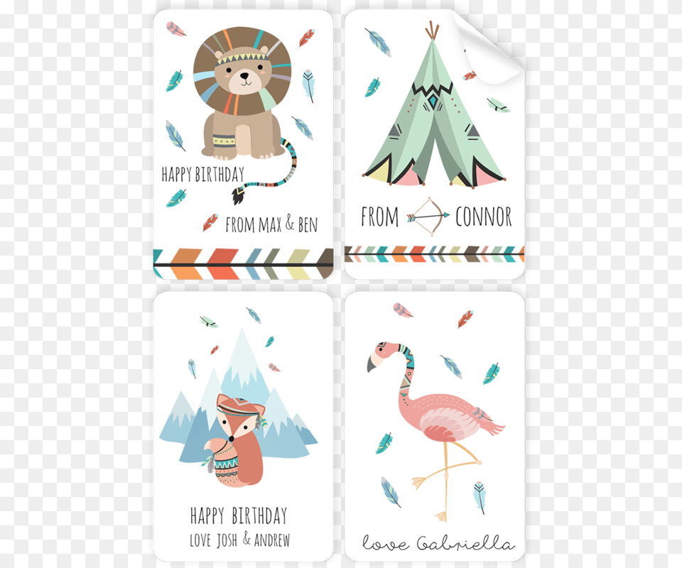 Forrest Friends Stickers Illustration, Animal, Bird, Paper, Advertisement Png