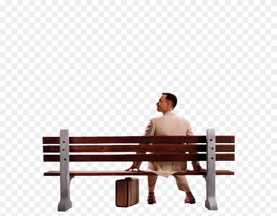 Forrest Gump Bench Transparent, Furniture, Adult, Male, Man Png