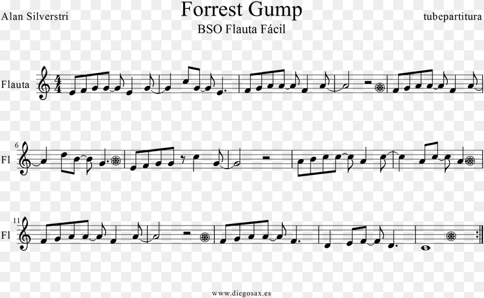 Forrest Gump Suite Sheet Music For Flute By Alan Silvestri Samba De Janeiro Sheet, Gray Png