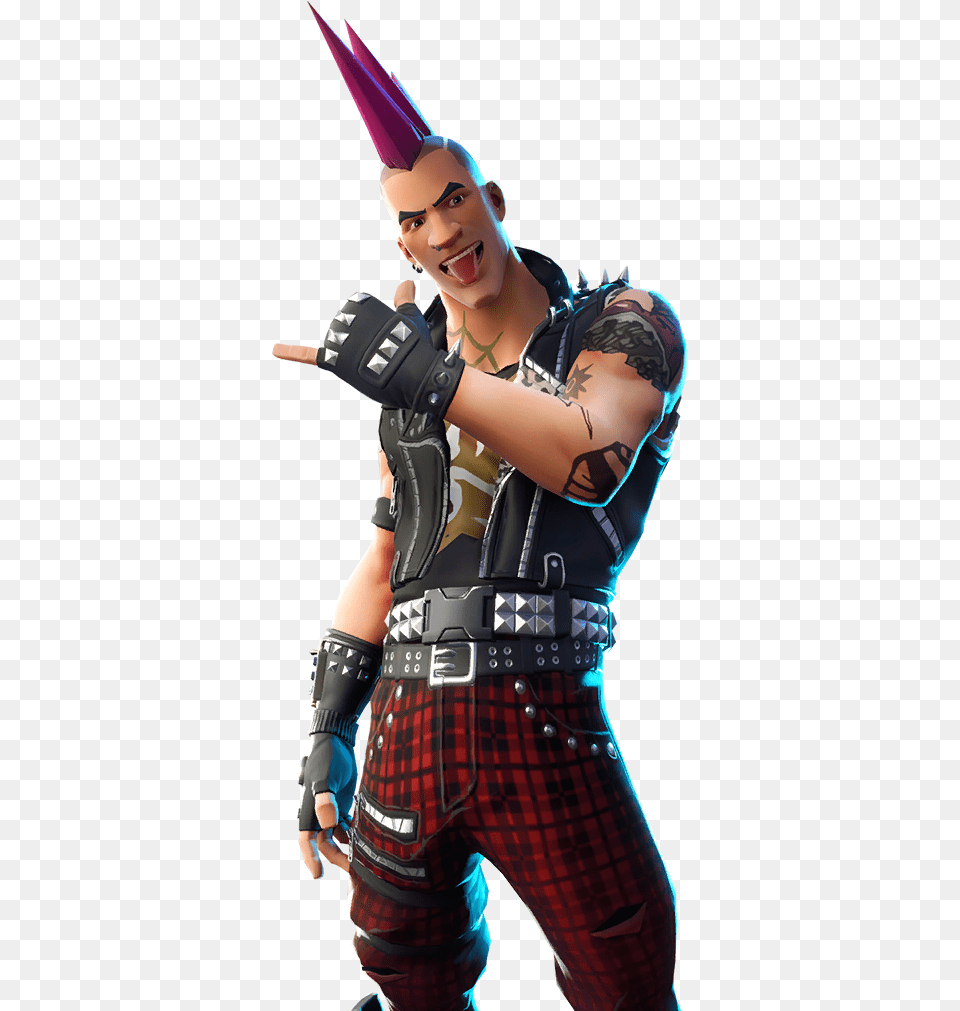 Fortnite Battle Royale Character Fortnite Punk Skin, Clothing, Costume, Person, Tattoo Png