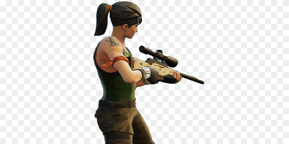 Fortnite Battle Royale Girl Character, Firearm, Gun, Rifle, Weapon Png Image