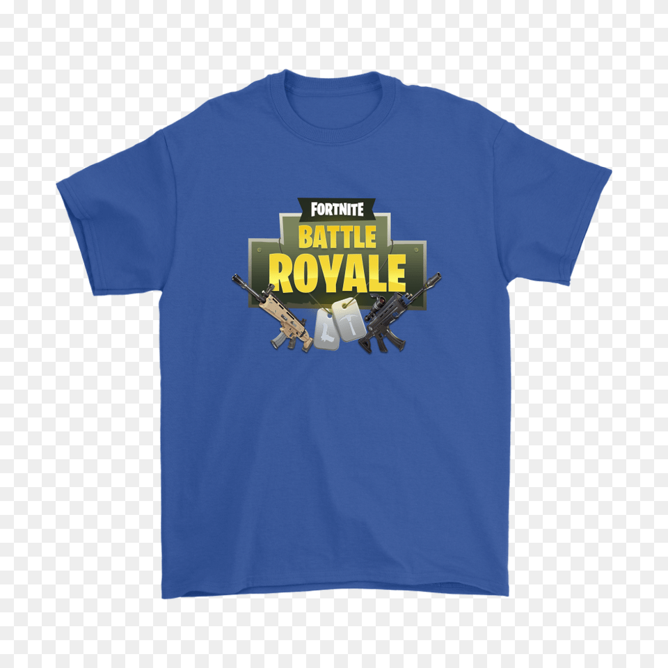Fortnite Battle Royale Logo With Assault Rifle Shirts Teeqq Store, Clothing, T-shirt, Shirt, Gun Free Transparent Png