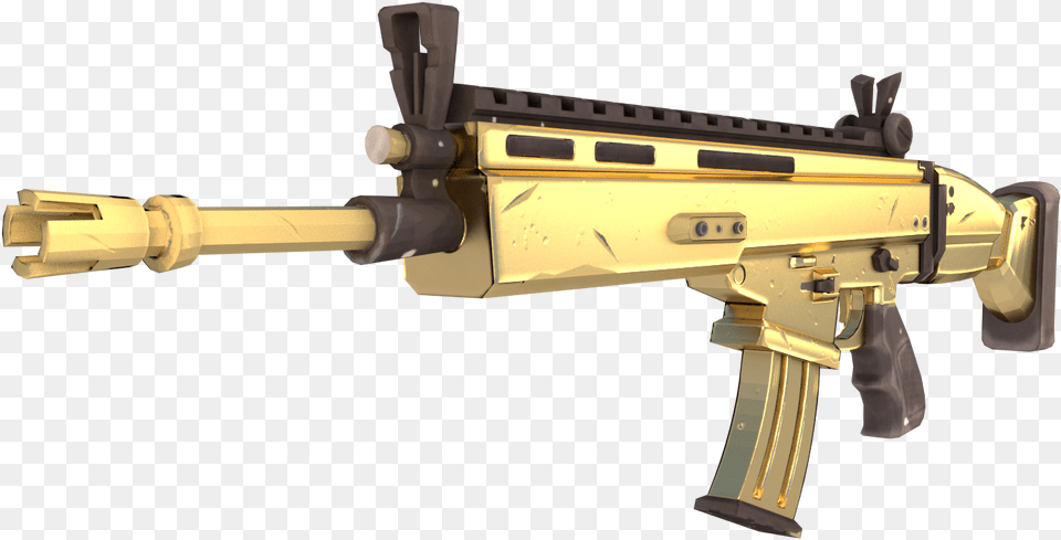 Fortnite Battle Royale Weapon Firearm Fn Scar Fortnite Golden Scar, Gun, Rifle Png