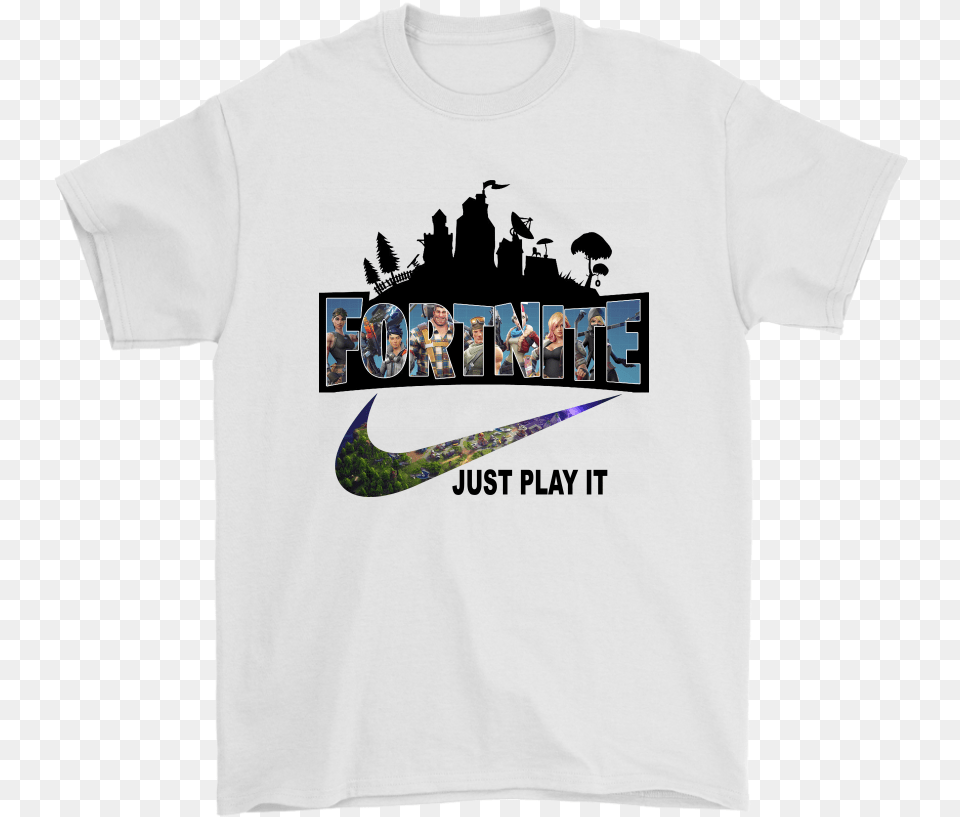 Fortnite Battle Royale X Nike Just Play It Logo Shirts Nike Fortnite T Shirt, Clothing, T-shirt, Person, Face Free Png