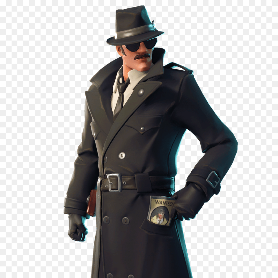 Fortnite Detective Skin Download, Clothing, Coat, Overcoat, Trench Coat Png