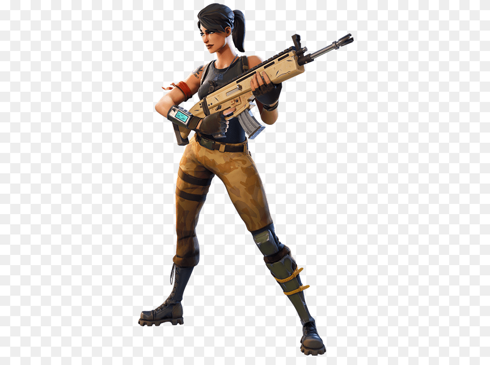 Fortnite Girl Character With Gun, People, Person, Firearm, Rifle Png