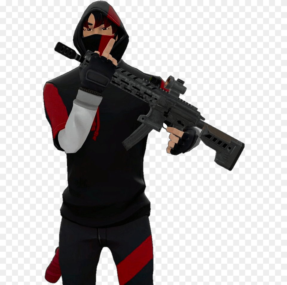 Fortnite Ikonik Epicgames Ikonik With Gun, Firearm, Rifle, Weapon, Person Png