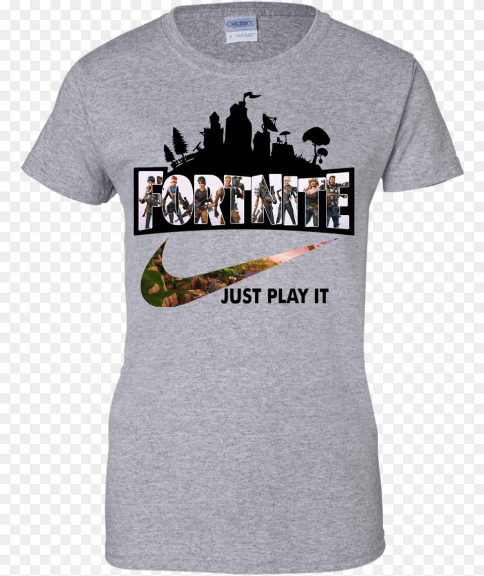 Fortnite Logo Just Play It Shirt, Clothing, T-shirt, Person Png