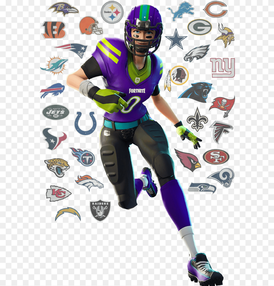 Fortnite Nfl Football Skins Glider Pickaxes And Emotes Interceptor Fortnite Skin, Helmet, Adult, Sport, Playing American Football Free Png