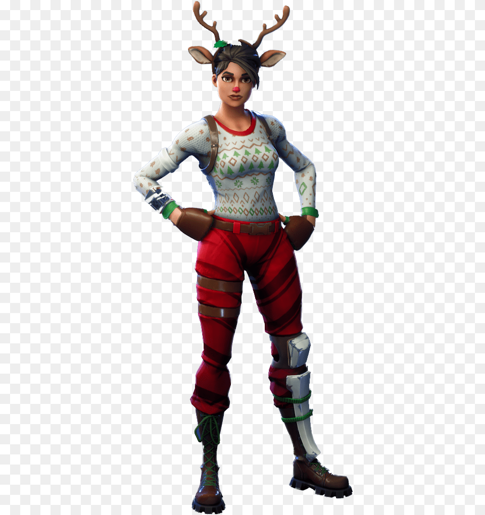 Fortnite Red Nosed Raider Image Red Nosed Reindeer Fortnite, Adult, Person, Figurine, Female Png
