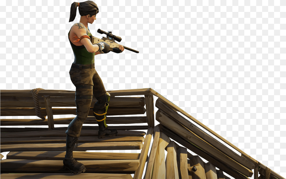 Fortnite Skin Sniping, Wood, Firearm, Person, Weapon Png Image
