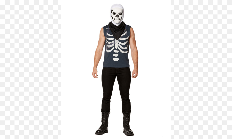 Fortnite Skull Trooper Skin Kit Halloween Cosplay Video Video Game, Clothing, Costume, Person, Vest Png
