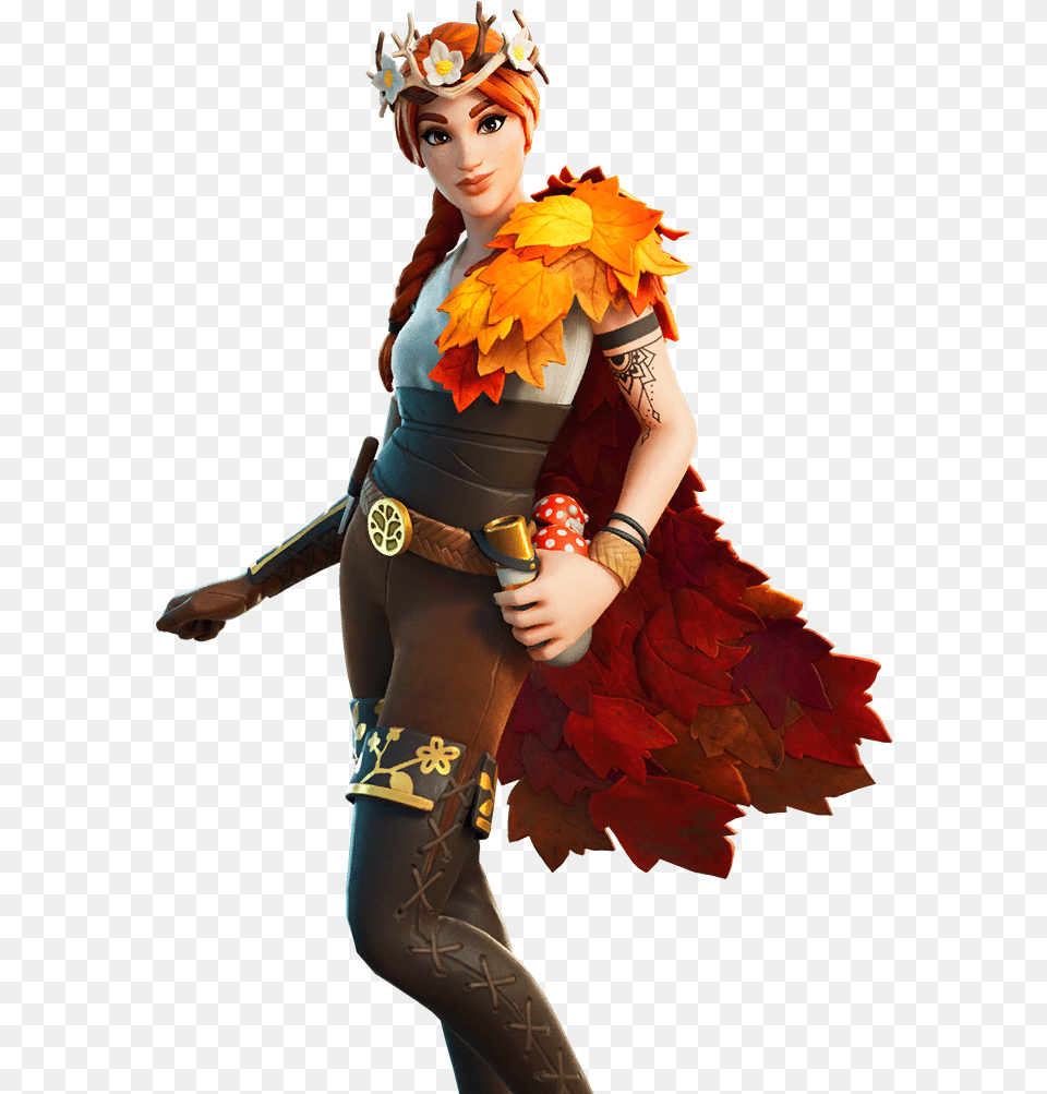 Fortnite The Autumn Queen Skin Outfit Images Pro Autumn Queen Fortnite Skin, Person, Leaf, Plant, Clothing Free Png