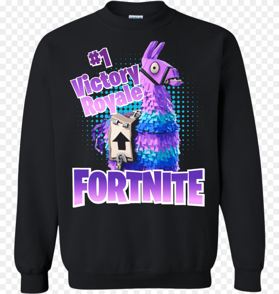 Fortnite Victory Royale Lucky Llama Funny Shirt Sweatshirt T Shirt, Clothing, Knitwear, Sweater, Hoodie Free Transparent Png