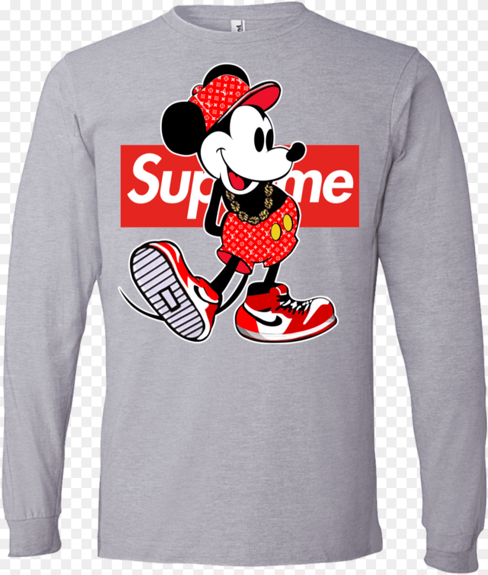 Fortnite X Supreme X Lv X Gucci X Bape Hypebeast Hoodie Supreme Mickey Mouse T Shirt, T-shirt, Sleeve, Clothing, Long Sleeve Png