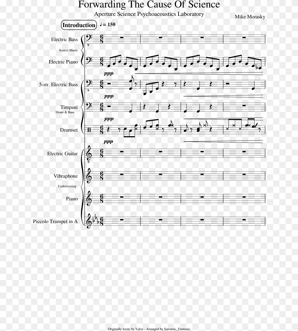 Forwarding The Cause Of Science Aperture Science Song Sheet Music, Gray Png Image